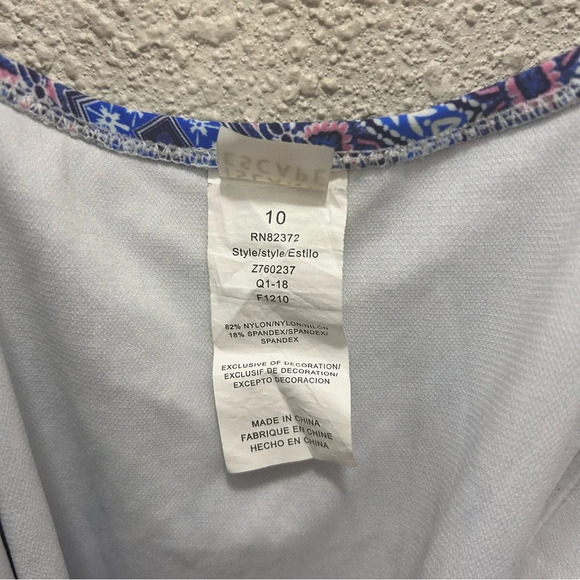 Island Escape Blue & Pink Geometric Underwire One Piece Swimsuit Size 10 - Picture 6 of 9